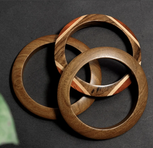 Pulsera y brazalete de madera con flores Diseño único Brazalete de tamaño personalizado Accesorio de moda de la India - Product Image 4