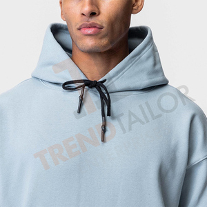 Sweat-shirt pour homme surdimensionné personnalisé en gros, 360GSM, pull avec poche kangourou et fermeture éclair interne - Product Image 6