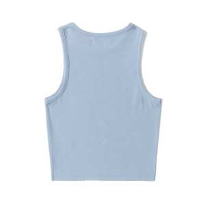 Débardeur d'été en coton spandex côtelé de haute qualité avec logo personnalisé Femme Crop Top Slim Fit Women Workout Tank Top - Product Image 4