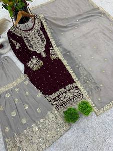 Traje Salwar Indio Pakistaní de la Mejor Calidad, Gharara Punjabi, Sexy y Hermoso para Mujeres y Niñas, para Fiestas, Tipo Suave - Product Image 5