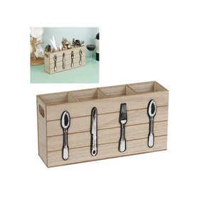Porte-couverts en bois de qualité supérieure Design attrayant 3 sections Support de rangement pour ustensiles de cuisine de fournisseurs en gros - Product Image 2