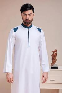 Thobe de qualité supérieure gris luxe Kandura traditionnel arabe porter élégant hommes Jubba doux et respirant moderne - Product Image 5