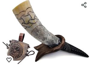 Jarra Vikinga Hecha a Mano de Cuerno de Búfalo Ecológica, Pulida Naturalmente para Cerveza, Hidromiel y Regalos, Artesanía HA - Product Image 3