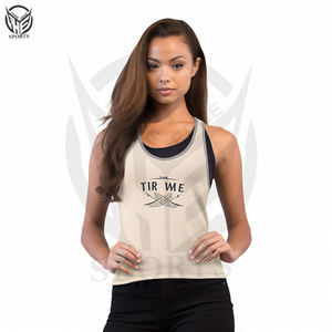 Chaleco con logo bordado personalizado en blanco y negro, top estampado para mujer, ropa de verano, camiseta sin mangas para mujer. - Product Image 5