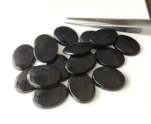 เหรียญโอนิกซ์สีดำธรรมชาติอัญมณีหลวม3x5mm-20x30mm รูปวงรีทั้งสองด้านแบนสำหรับทำเครื่องประดับ - Product Image 2