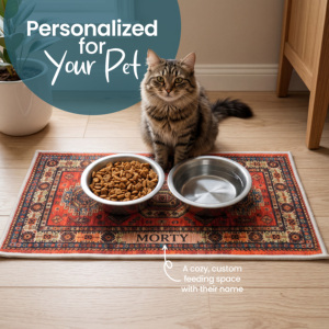 Tapete de Alimentación para Mascotas Yakut Orange, Vintage, Lavable, Personalizado, para Perros y Gatos, Tapete de Piso para Comedero, de Pelo Corto, Personalizado, OEM ODM - Product Image 1