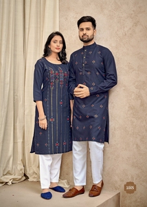 Couple Kurta/Kurti , Combo coton Eid indien kurta/ Kurti Style incroyable festival porter Bollywood inspiré son et son Combo - Product Image 2