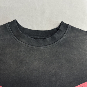 Sunfad T-shirt coupe carrée impression DTG personnalisée lavage noir col rond design sportif avec motif tissu en coton - Product Image 3