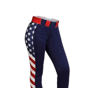 Ensemble uniforme de softball pour femmes Patriots, imprimé drapeau rouge, bleu et blanc, col en V, boutonné, manches courtes, pantalon ajusté - Product Image 5