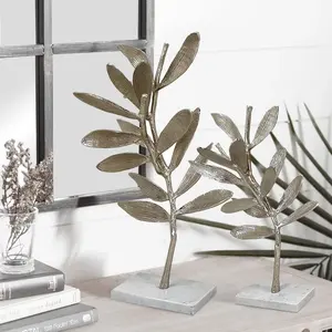 Statuettes en métal Argent Moderne Feuille Design Sculpture Home Decor Home Intrinsèque Aluminium moderne poli sculpture Statuaires - Product Image 5