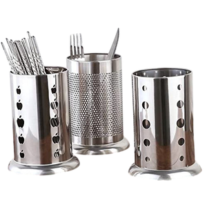 Ensemble de 3 porte-couverts en acier inoxydable, finition argentée, organisateur d'ustensiles pour comptoir - Product Image 1