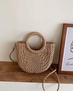 Bolso de mano de algas marinas naturales, cesta de almacenamiento multiusos, moda de mimbre, diseños OEM para mujer, artesanía de Vietnam HNH no plegable - Product Image 3
