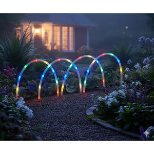 Set of 4 IP65 <b>Solar</b> LED Battery-Powered Small Arches <b>Garden</b> Pathway Stake <b>Lights</b> - Product Image 5