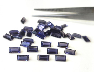 Baguette en iolite naturelle en gros taillée à facettes pierres précieuses en vrac 2x4mm-3x6mm bleu pour la fabrication de bijoux - Product Image 2