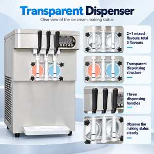 Commercial Soft <b>Ice</b> Cream Machine Countertop 3 Flavors 40-45L/H Stainless Steel Frozen Dessert <b>Maker</b> 110V 220V ICM-335 - Product Image 2