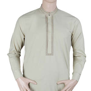 Shalwar Kameez Bordado para Hombre con Cuello de Banda - Verde Claro - Product Image 4