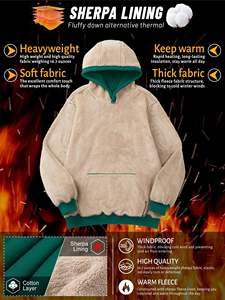 Boxy Hommes Basics Coton Mélangé 380gsm Polaire Sweat À Capuche Sweat À Capuche String Poche Avec Uni Imprimé Tissu Tricoté Hiver - Product Image 3