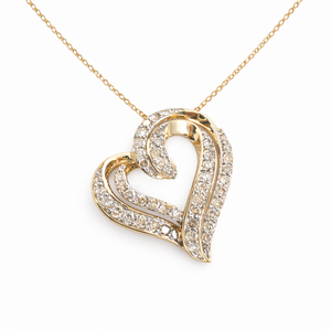 Luxuries 14K Pure Yellow Gold or Sterling <b>Silver</b> Open <b>Heart</b> Diamond Charm Pendant <b>Necklace</b> with Chain Elegant Gift Fine <b>Necklace</b> - Product Image 1