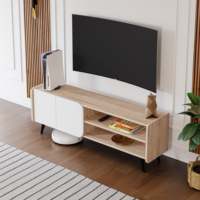 Meuble TV en bois blanc Sonomo de style européen moderne, fabriqué en Turquie, pour salon, chambre, atelier, hôpital, réglable