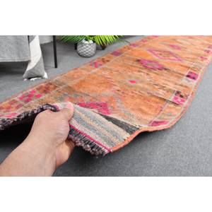 Tapis Vintage en Laine Bohème Turque 27x12.3ft Orange & Rose Design Patchwork Surdimensionné avec Support en Latex - Product Image 3