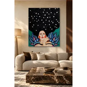 Impression sur toile de l'illustration d'une femme Fida aux cheveux étoilés - Product Image 2