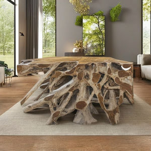 Mesa Consola Rústica Sania de Raíz de Teca Premium, Hecha a Mano, Orgánica, Artística, con Altura Ajustable, Mueble de Madera Sólida, Pieza Destacada - Product Image 4