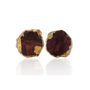 Boucles d'oreilles en pierres précieuses brutes péridot or plaqué forme brute boucles d'oreilles bijoux faits à la main en pierres précieuses vertes - Product Image 5