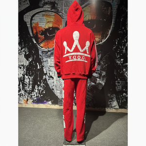 Nouveaux survêtements pour hommes personnalisés, broderie délavée, broderie tendance, streetwear, 100% coton, amples, doux, lavage à l'acide - Product Image 4