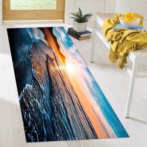 Alfombra con estampado de olas y arena al atardecer - Alfombra de salón con decoración costera, alfombra gobelino - Product Image 4