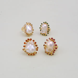 Anillo de granate chapado en oro hecho a mano de estilo bohemio, Perla de agua dulce natural, piedra preciosa con ajuste de Garra Para ocasiones de fiesta - Product Image 6