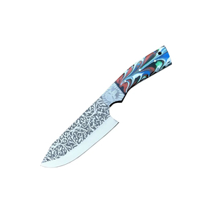 Ensemble de couteaux de chef en acier Damas lourd fait à la main, manche en bois lisse, design ambidextre, haute durabilité, performance professionnelle - Product Image 6