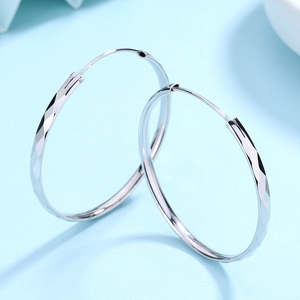 Amy and Annette 30mm Diamond Cut Sterling Silver Hoop <b>Earrings</b> - Product Image 2