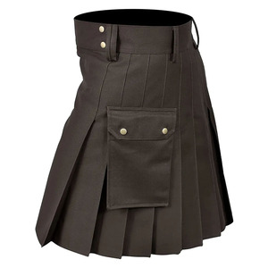 กระโปรงสั้นหนังสีดำกระดุมสีทองสำหรับผู้ชาย - Product Image 3