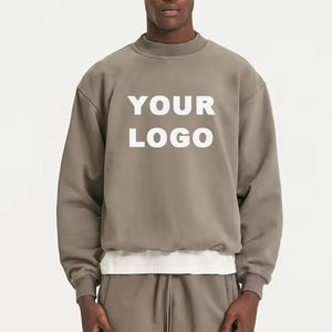 Sweat-shirt ras du cou personnalisé 100% coton surdimensionné col rond sweat-shirt en éponge française blanc Streetwear luxe col rond à capuche - Product Image 1