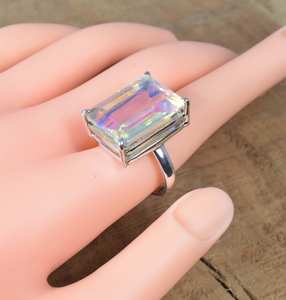 Bague en argent sterling 925 avec quartz mystique mercure pour femmes - Product Image 3