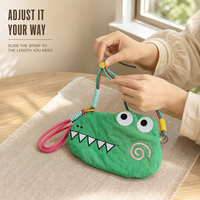 Sac à bandoulière pour téléphone portable en forme de crocodile de dessin animé, pochette à double sangle pour usage quotidien