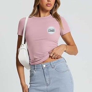 T-shirts pour femmes en coton extensible à manches raglan, sur mesure, haute qualité, 95% coton, 5% élasthanne - Product Image 5