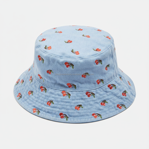 Chapeau Bob Tendance Brodé de Fleurs Marguerites - Chapeau de Soleil d'Été en Coton Doux pour Hommes et Femmes - Product Image 3