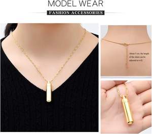 Bijoux de crémation en acier inoxydable doré de taille personnalisée collier d'urne à pendentif cylindrique Style moderne souvenir commémoratif des cendres - Product Image 5