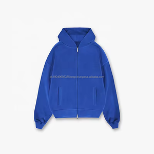 Heavyweight 100% cotton <b>fleece</b> hooded Sweatshirt street wear <b>Royal</b> <b>Blue</b> men Full zip Up hoodie unisex - Product Image 2