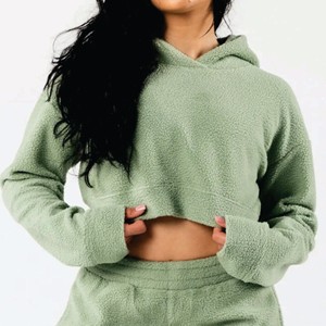 Veste en polaire Sherpa pour femme, hiver 2023, chaude, douce, en peluche, sweat-shirt à fermeture éclair, broderie féminine, veste à capuche courte - Product Image 5
