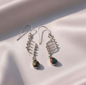 Pendientes de Turquesa Naranja Ostra, Pendientes Chapados en Oro Amarillo y Rosa, Pendientes Únicos, Regalo para Mujer, Precio de Oferta del Proveedor - Product Image 5