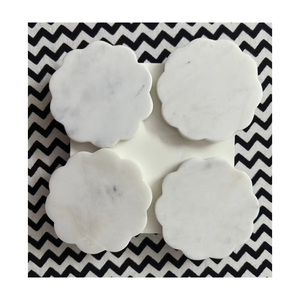 Handmade Polished Pure Marble Tea Coaster 10x10 CM Antique Imitation Home & Hotel Decoration Gift Premium Stone Crafts - Product Image 1