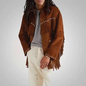 Chaqueta Vaquera con Flecos Personalizada al por Mayor de Primera Calidad para Mujer, Chaqueta Vaquera Occidental y Chaqueta de Cuero para Hombre con Alta Calidad, Suave y Cómoda - Product Image 4