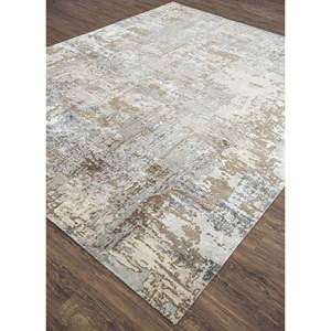 Tapis Kavi gris et noir noué à la main en laine et soie de bambou, design abstrait moderne, tapis 3D pour adolescents, motif rectangulaire pour couloir - Modèle - Product Image 2