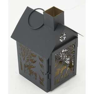 2024 elegante diseño de árbol de antílope corte láser Metal madera candelabros linternas y tarros para la decoración de Navidad del hogar - Product Image 5