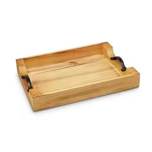 Plateau de service en bois de conception classique avec poignées noires accessoires d'hôtel de la plus haute qualité plateau de service de vaisselle à bas prix - Product Image 1