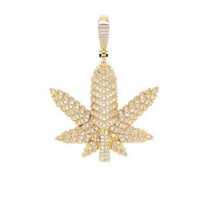 Collar con Colgante de Diamante Moissanite de Color Moderno, Estilo Hip Hop, con Diseño de Hoja de Plata 925 Chapada en Oro, Colgante Brillante - Product Image 4