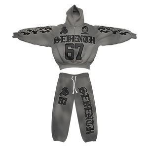 Conjuntos de Sudadera con Capucha y Pantalones Deportivos Personalizados para Hombre, Estilo Desgastado con Lavado Ácido y Decoloración por el Sol - Product Image 3