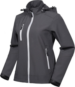 Veste de randonnée d'hiver pour femme avec logo personnalisé, imperméable, softshell, respirante, coupe-vent, chauffante, écologique, teinte unie - Product Image 5